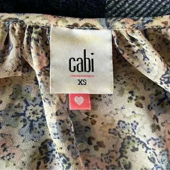 Cabi Floral Sheer Blouse Flowy Puff Sleeves XS BOHO Lightweight Spring Vacation - Picture 5 of 6